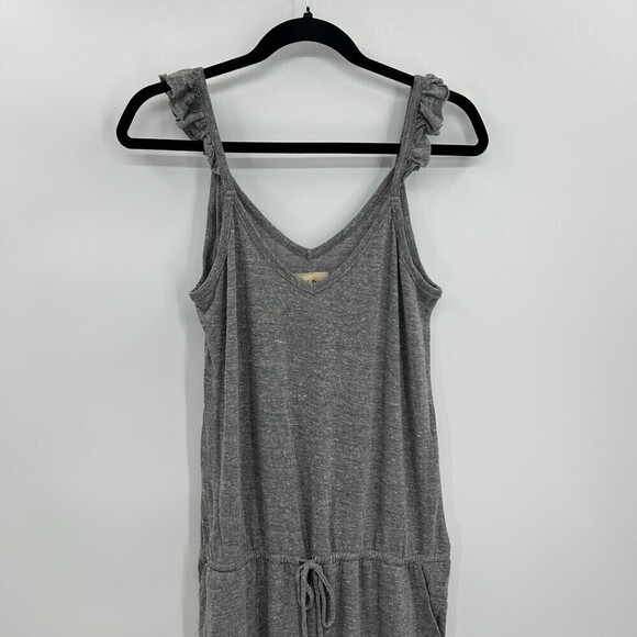 NWT CHASER Heather Gray Flutter Sleeve Waist Tie Comfy Jogger Jumpsuit Medium - Picture 4 of 6